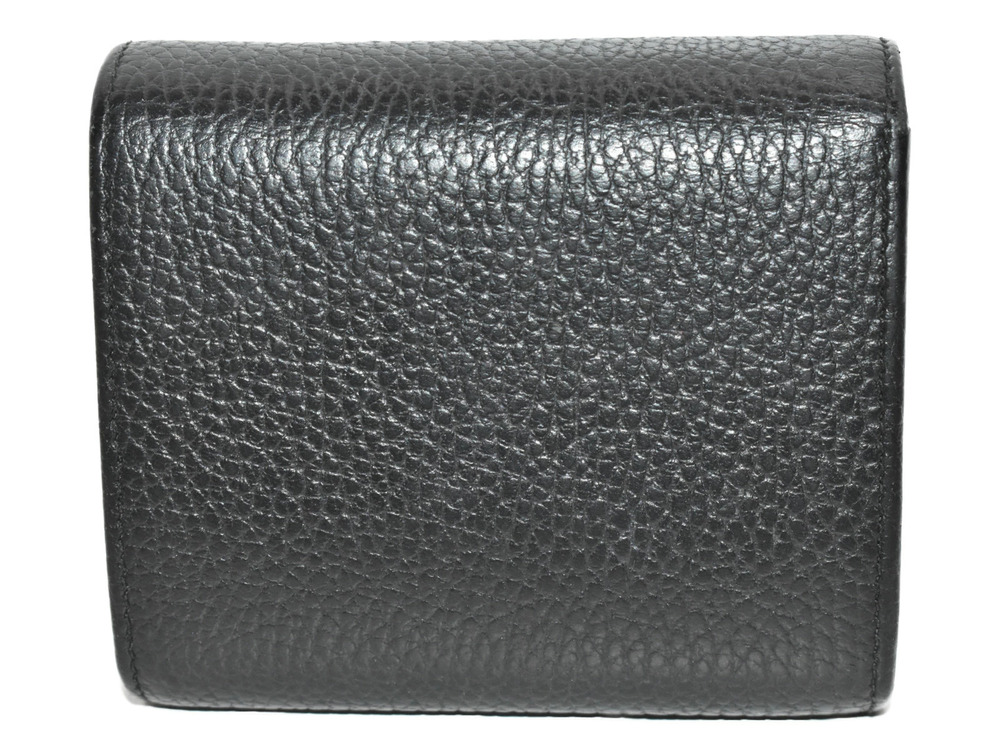Gucci Leather Black Wallet Bi Folding GG fold Zipper Black